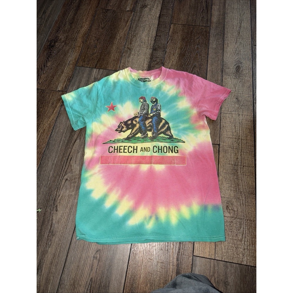 Cheech and Chong Rasta Tie Dye California Republic Tee T-Shirt Small